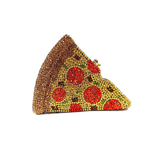 NEW drop women rhinestone purse funny pizza bag chic luxury Crystal Clutches