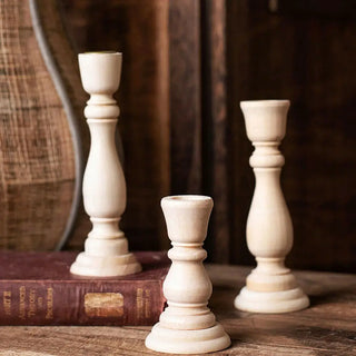 3 Size Wooden Vintage Candlesticks Table Candle Holder Home decor Dining Desktop Decoration Wood Candle Stand Candelabrum