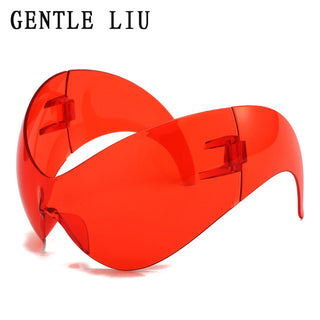 Bug fashion Oversized Y2k Sports Sunglasses Women 2000's Wrap Around Shield Goggle Men Luxury Brand Designer Trends Punk Sun Glasses Oculos