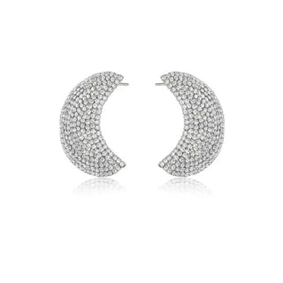 Gorgeous Bling Rhinestone Moon Charms Dangle Earrings Fashion Jewelry Lady's Fashion Show Collection Accessory