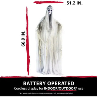 Life-Size Scary Ghost Bride, Halloween Decor Animatronic with Touch Activated Lights and Sound, Battery Operated Indoor , Halloween