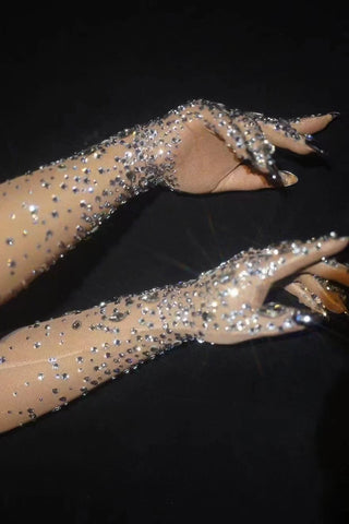 Stretch Rhinestone Gloves