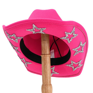 Women Men Cowgirl Hat Wide Brim Rhinestone Star Western Hats for Wedding Carnival Rave Party Travel Costume Accessories