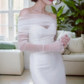 Mummy Bride Wrap Set Detachable Sleeve Bridal Shoulders Cover Party Bolero Transparent
