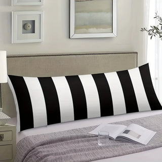 Black & White Striped Body Pillow Cover, Soft and Luxury Halloween Decorative Long Cushion Case, Modern Farmhouse Bedding