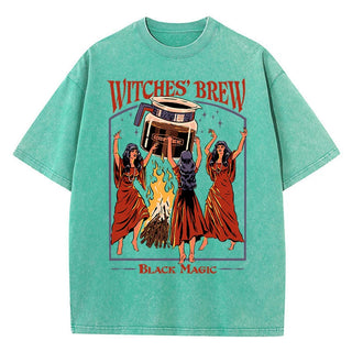 Witches Brew Coffee Black Magic Washed Retro Snow T Shirt Summer Clothes Casual Tee Clothes T-Shirt Cotton Breathable Tops