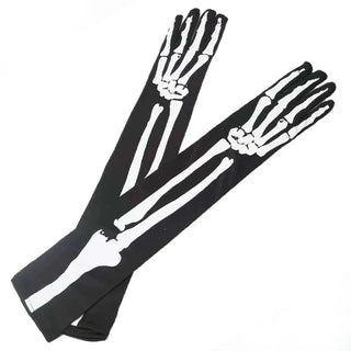 Halloween Unisex Adult Skeleton Skull Full Finger Long Gloves for Women Cosplay Stretch Gothic Bicycle Mittens Accessories