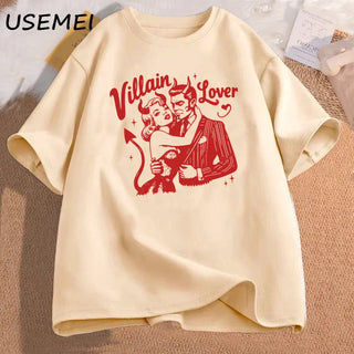 Villain Lover T-shirts Dark Romance Tee Retro Bookish Merch Graphic T Shirts Book Lover Gift YA Dark Fantasy Book Club Clothes