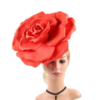 Exaggerated Rose Flowers Fascinator Hat Wedding Bridal Makeup Prom Photo Shoot Mardi Gras Headpiece