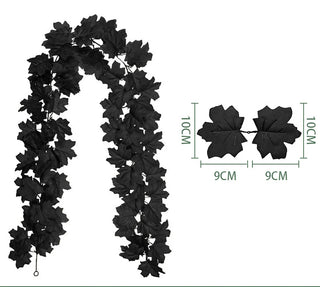 Halloween Black Maple Leaf Garland Autumn Artificial Plant Wall Hanging Thanksgiving Halloween Leaves Home Garden Decoration