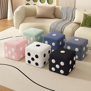 Dice Storage Stool Living Room Low Stool Household Square Cashmere Stool Shoe Changing Bench Sofa Ottoman 40x40cm