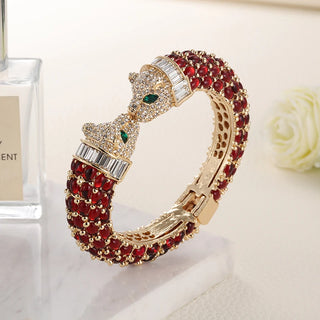 Animal Bracelets Gold Plated Tiger Bangles Cuff Costume Jewelry Resin Rhinestones