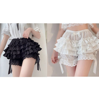 Lolita Maid Ruffle Shorts for Women Girls Cotton Pants Bloomers Kawaii Cute Safe Short Pants