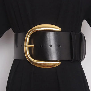 Wide Belt Genuine Leather Corset Cummerbund Coat Waistband