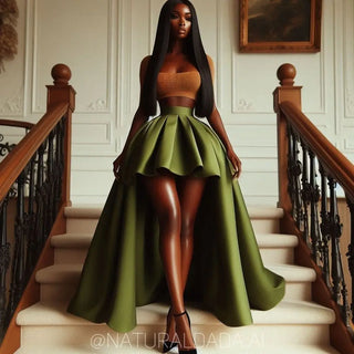 Custom Made Green Silk Satin Short Skirt 6 Options High Low Evening Party Skirts Long Pleated Taffeta Formal Maxi Skirt