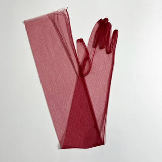 Sheer Ultra Tulle Gloves Mesh Full Finger Elbow Long Gloves Vintage Sunscreen Gloves Wedding Bride Dress Mittens