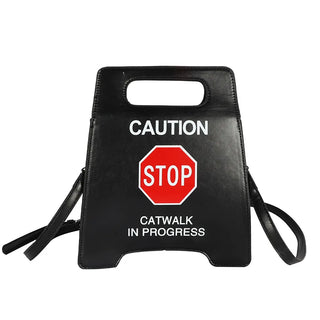 Novelty Stop Sign Purse Tote Pu Leather Handbags Women Fashion Caution Catwalk In Progress Crossbody Bag Messenger Purses