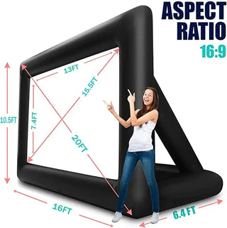 Outdoor Halloween Movie Night 14-30Ft Inflatable Movie Screen with Stand Frame Movie Screen Use in Combination with blower