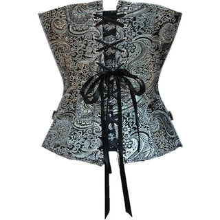 Gothic Corset Top Steampunk Sliver Corsets Printed Steel Boned Buckle Belted Bustier Corset Body Shapewear